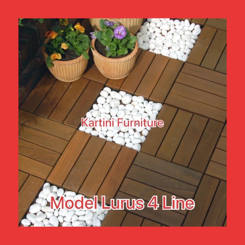 decking tile lantai kayu bongkar pasang 30cx30cm lantai kayu Kebon ubin kayu