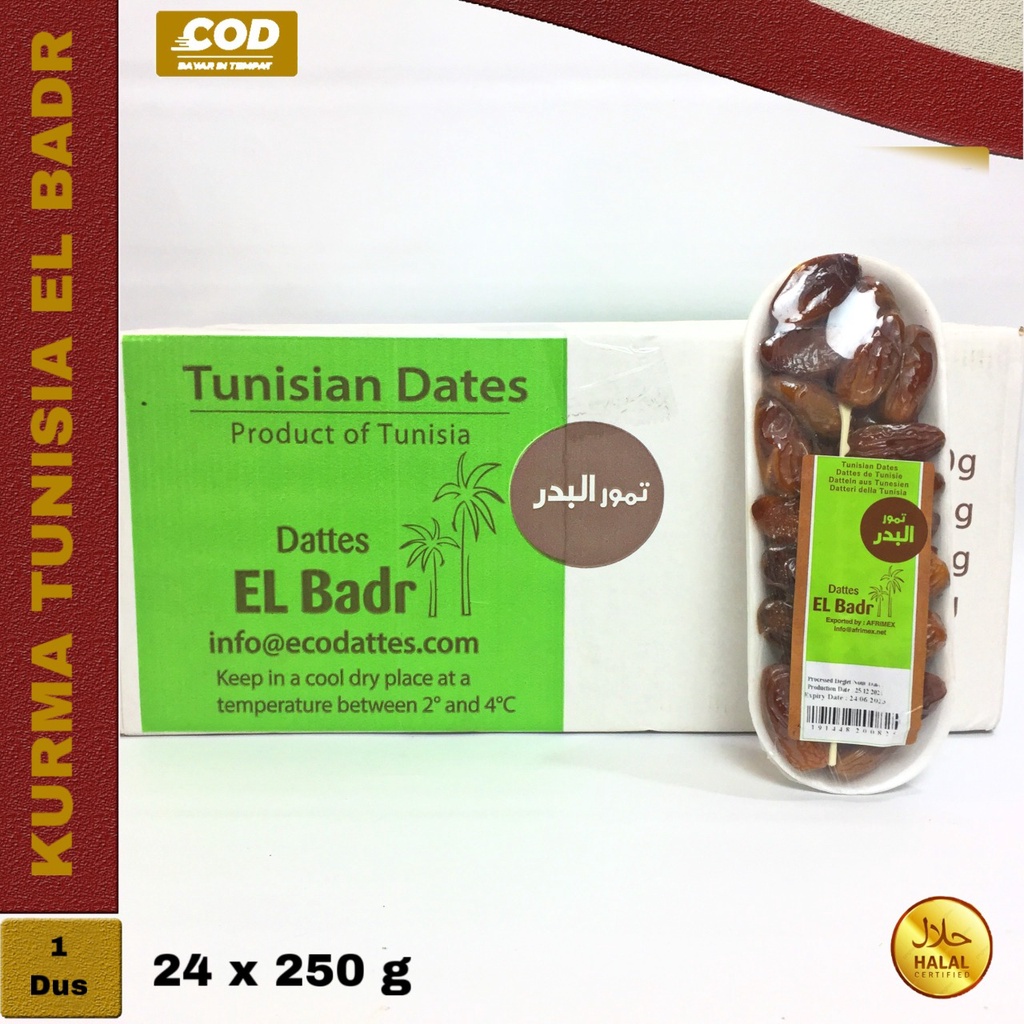 

Kurma El Badr 250g Box 24Pcs / Kurma Tunisia Madu / Kurma Tunis Non Tangkai / Elshanum