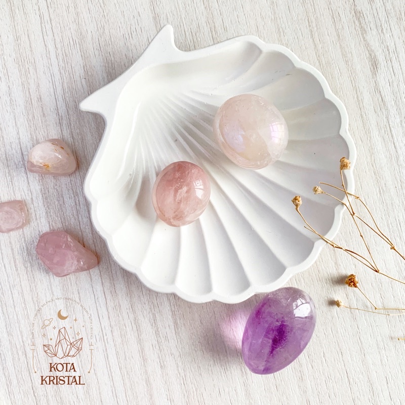 batu kuarsa natural rose quartz amethyst kristal tumble