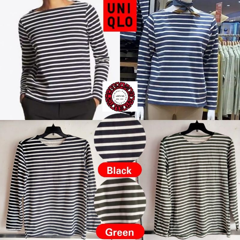 Sweater Wanita Uniqlo Crewneck Stripe