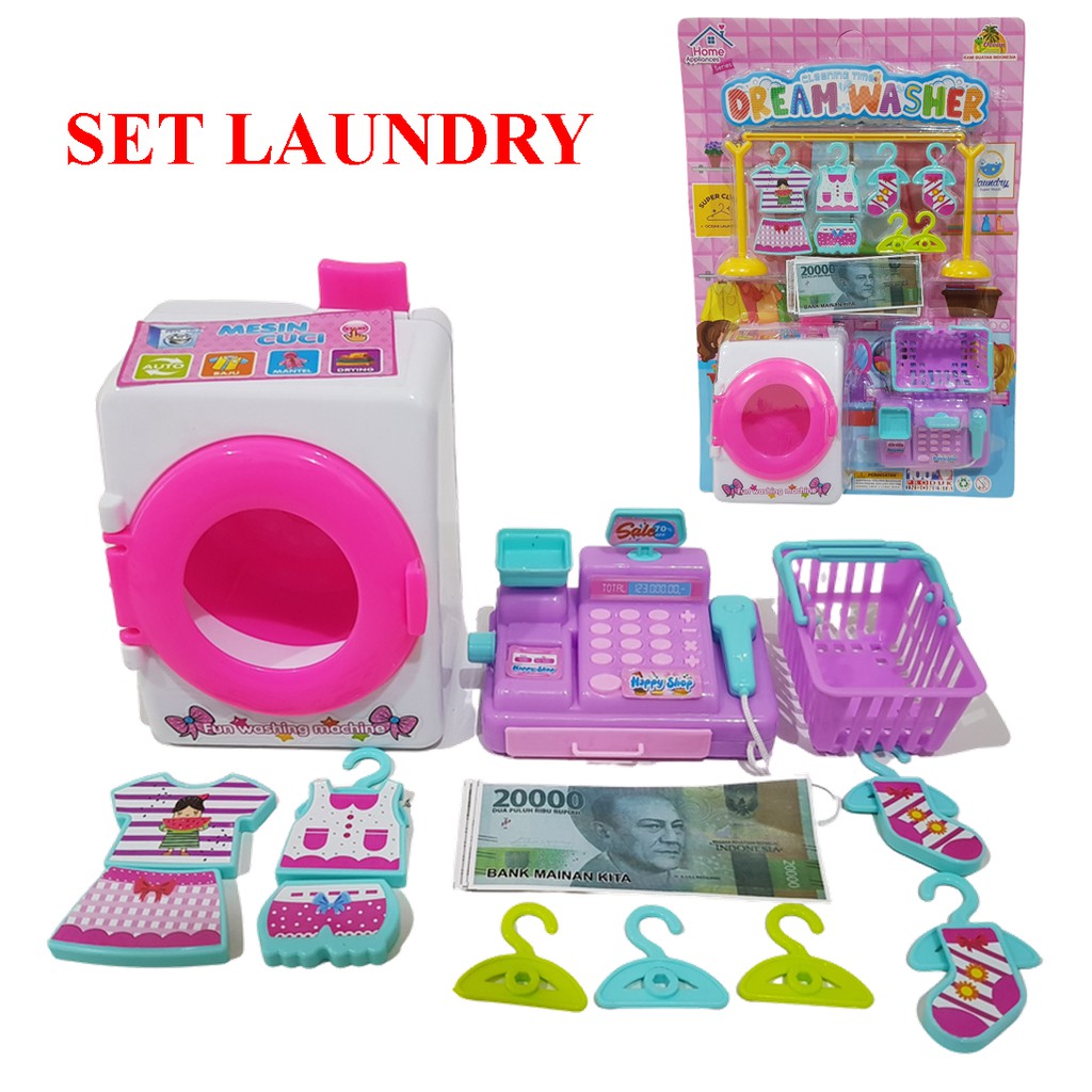 MAINAN ANAK PEREMPUAN DREAM WASHER MESIN CUCI KASIR SET LAUNDRY OCT 2514 2513 MAINAN PRETEND