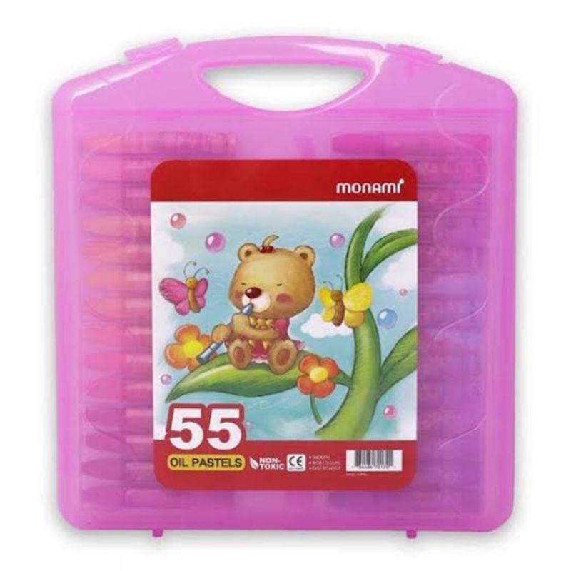 

Monami Crayon 55 Oil Pastel Pink / Blue (NON TOXIC) - Korea no.1 Stationary Brand