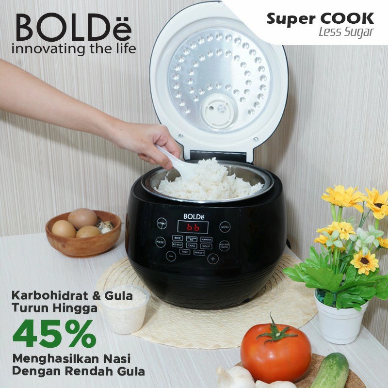 Magic Com / Rice Cooker BOLDe Super Cook Less Sugar 1L Rendah Gula Garansi Resmi