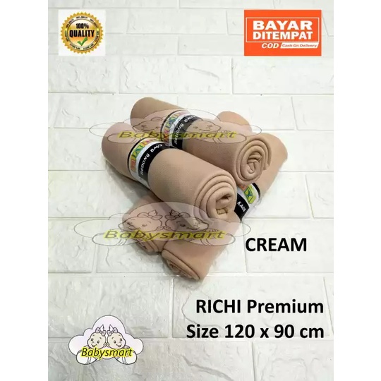 Babysmart - 4 Pcs RICHI Premium Bedong Bayi BABY Single Colour / Selimut bayi / Alas tidur bayi / Bahan Halus