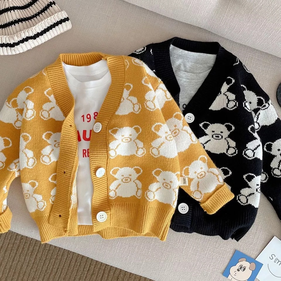 Baju Anak Perempuan dan Laki Laki Usia 1-6 Tahun SNOWY KIDS BEAR CARDY | Cardigan Rajut  Premium
