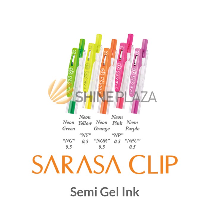 

Pulpen Gel Zebra Sarasa Clip Neon Color 0.5mm - Bolpen Pena Pen Warna 0,5 mm