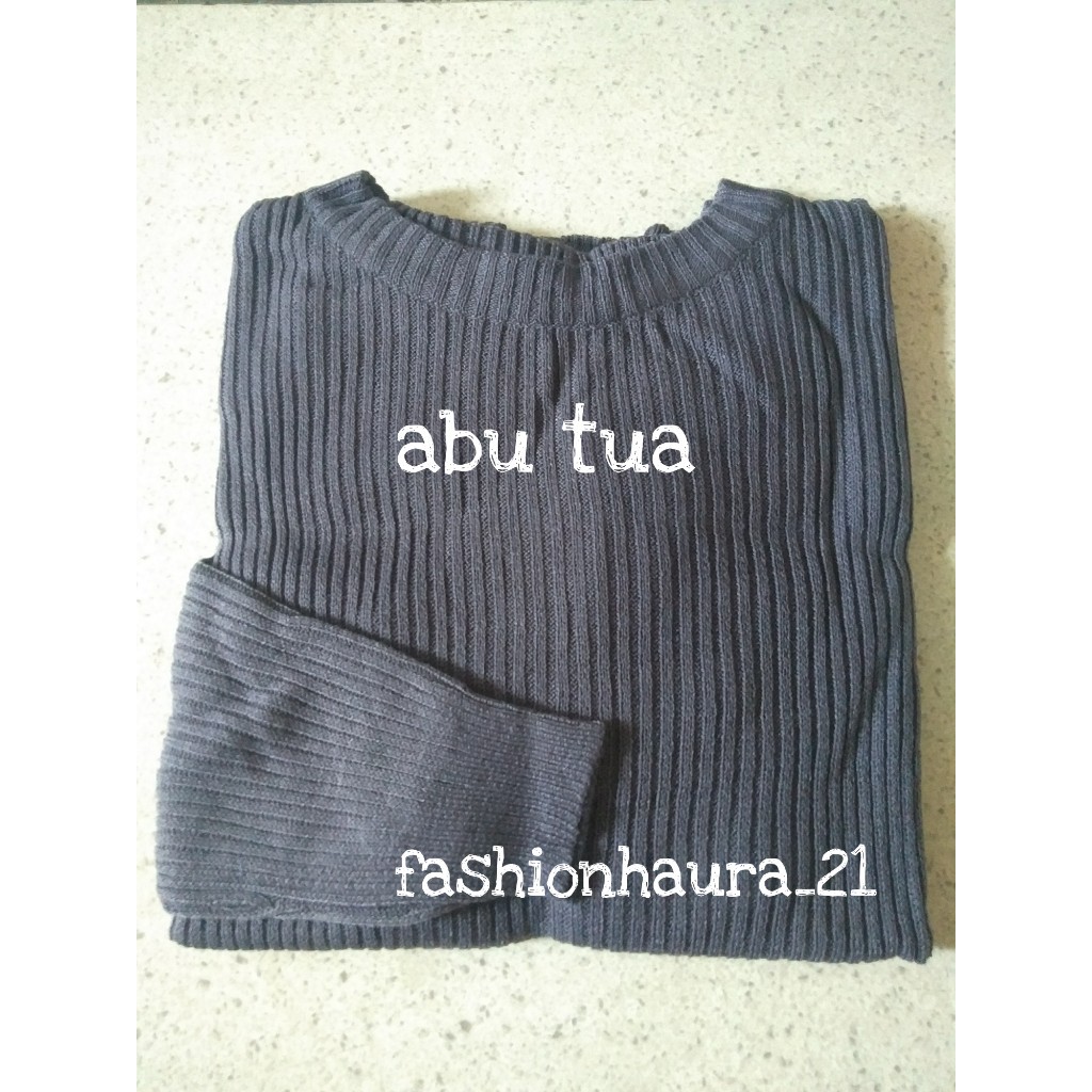 BEST SELLER BOXY ABG SWEATER RAJUT JUMBO WANITA OVERSIZE BAJU RAJUT POLOS HALUS ATASAN WANITA RAJUT PREMIUM-abu tua(grey)