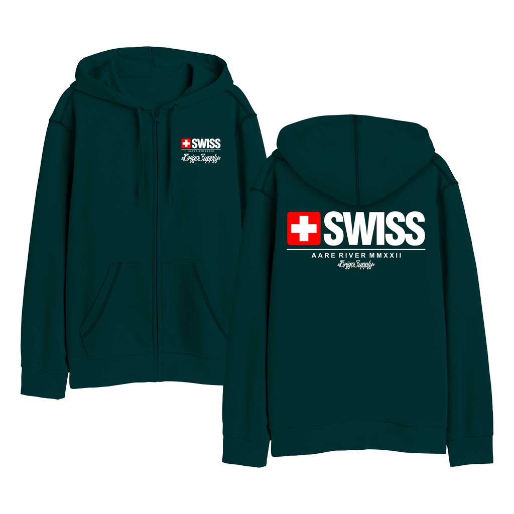 Sweater Hoodie Resleting BRIGO SWISS Sablon DTF Fleece Cotton II BRIGO Zipper Jumper Hoodie SWISS II M-XXL (Pria &amp; Wanita) Free stiker&amp;Gantungan Kunci