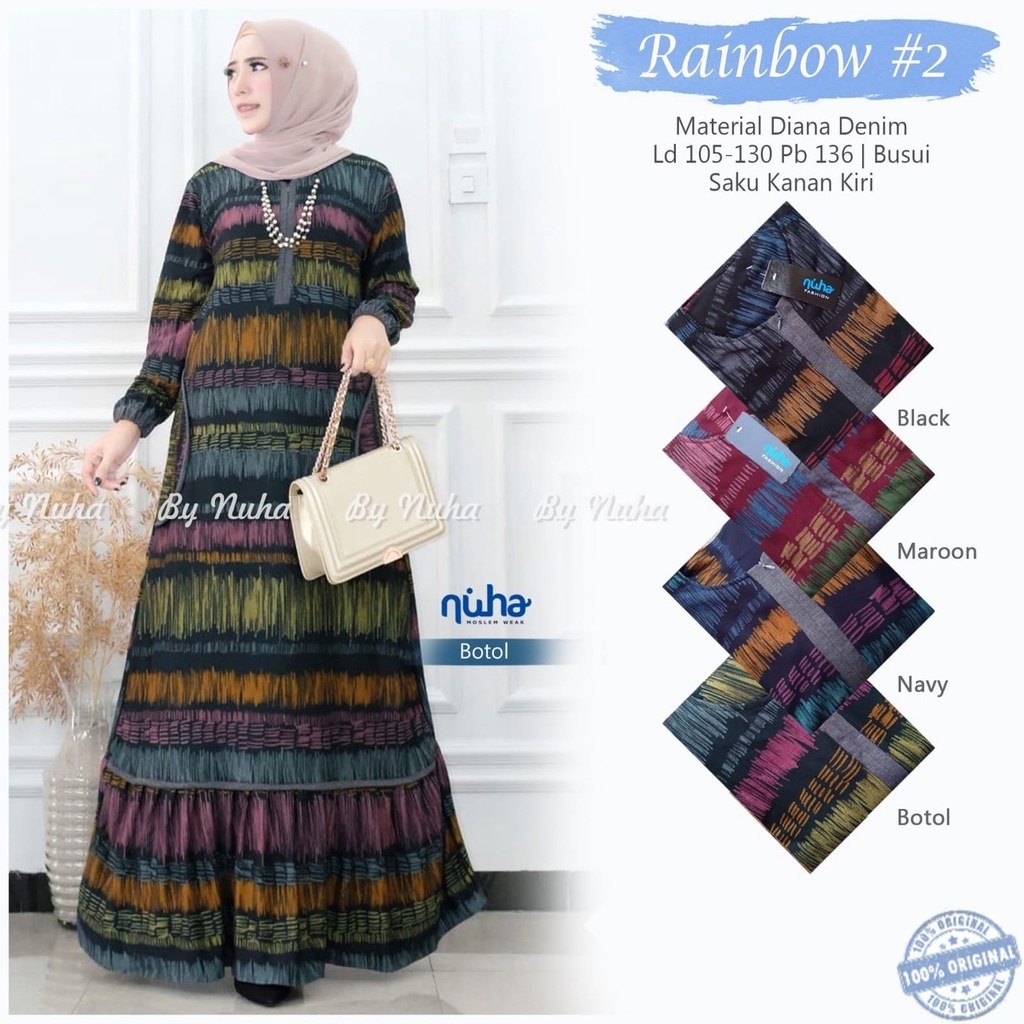 RAINBOW JUMBO DRESS #2 BY NUHA | MAXY DRESS FASHION MUSLIM | GAMIS WANITA MUSLIM Terbaru