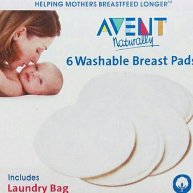 AVENT / LOVE MOM washable BREAST PADS isi 6 pcs bisa dicuci + free Laundry Bag untuk Breastpad SNI