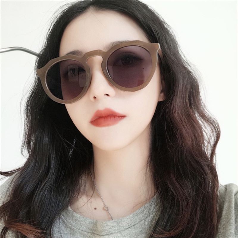 (YUZHU) Bayar di Tempat Korean Trendy Retro Candy Color Bulat Kacamata Hitam Wanita/Pria Sunglasses