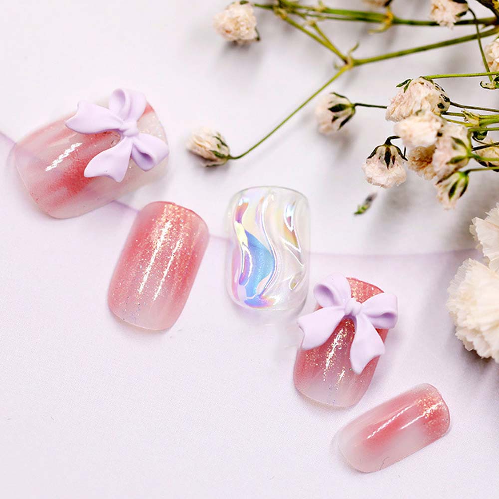 MXBEAUTY 10Pcs Bowknots 3D Nail Art Decorations Delicate DIY Manicure Accessories Bowknots Ornament Semi Transparent Cute Candy Colorful Japanese Nail Jewelry/Multicolor