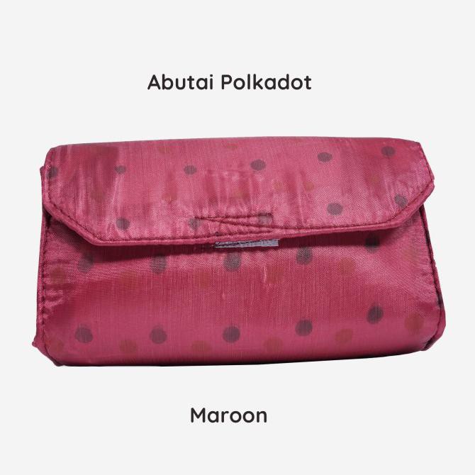 Ori&Terjamin Mukena Abutai Polkadot / Mukena Travelling / Mukena Cantik/ Ringan - Maroon