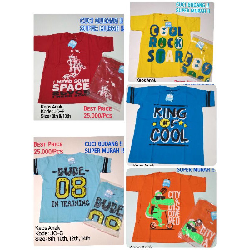 KAOS ANAK 8 10 12 14Thn LAKI-LAKI/CUCI GUDANG BAHAN BAGUS/MURAH BERKUALITAS