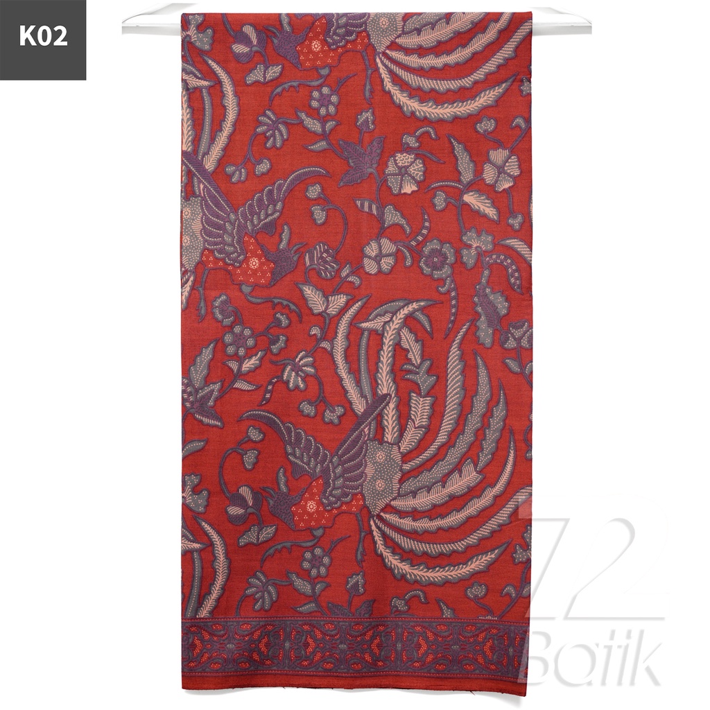 KAIN BATIK PREMIUM Bahan Katun Motif Phoenix Warna Merah Bata 721661 Cap 72 Jarik Jarit Samping Kebat Panjang Batik Katun Modern Premium Bahan Seragam Batik Pernikahan Kantor Keluarga Murah Kamen Jadi Batik Bali Lembaran