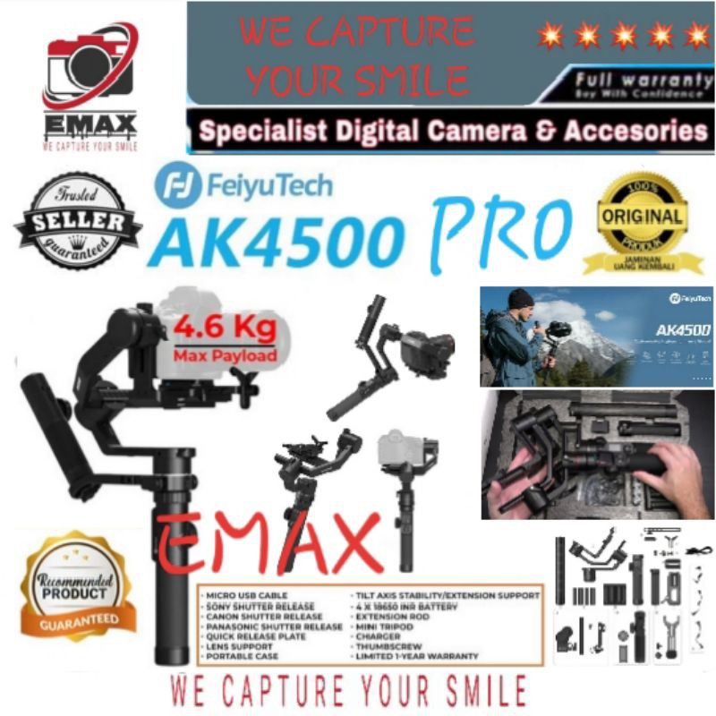 Feiyu AK4500 Pro 3 Axis Gimbal Stabilizer Camera Feiyu AK 4500 Pro AK4500PRO Resmi