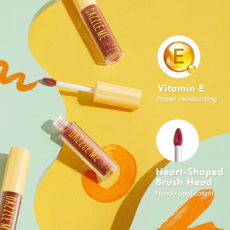 DAZZLE ME Velvet Matte Lip Cream | Vitamin E Waterproof Lipstik Pigmented Tahan Lama BPOM 2,5g ( YOU MAKEUPS OFFICIAL STORE )