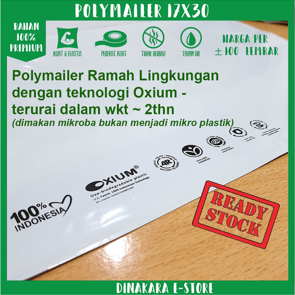 

Polymailer ramah lingkungan 17x30 - Putih premium (isi +/- 100 pcs)