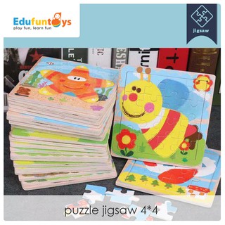 Edufuntoys JIGSAW 4 4 WOODEN PUZZLE 4x4 puzzle kayu 