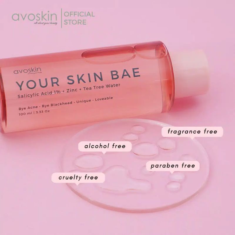 (BPOM) AVOSKIN Your Skin Bae Toner Salicylic Acid 1% + Zinc + Tea Tree Water 100ml