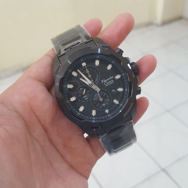 Jam Tangan Cowok AC 6523 MC Original // Alexandre Christie Ac6523 Full Black