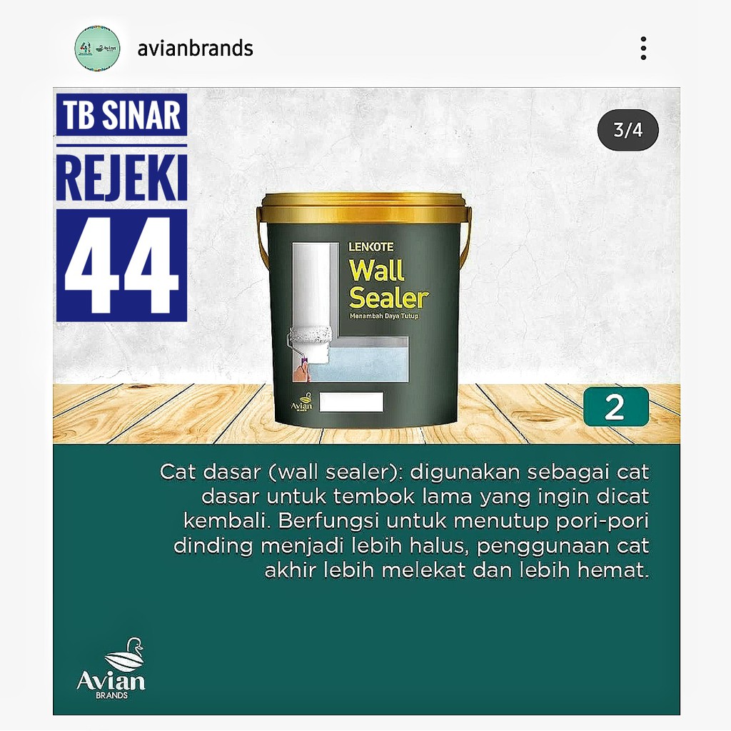 Lenkote Wall Sealer Cat Dasar Menambah Daya Tutup 2 5 Liter Alkali Resisting Primer Avian Brands Shopee Indonesia