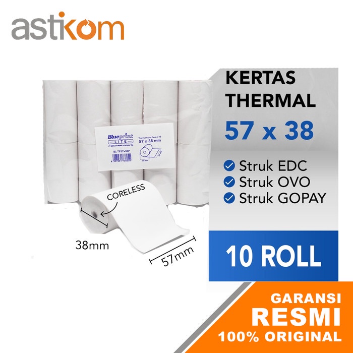 Kertas kasir Thermal lite Blueprint 57x38mm 1 Pack Isi 10 Roll