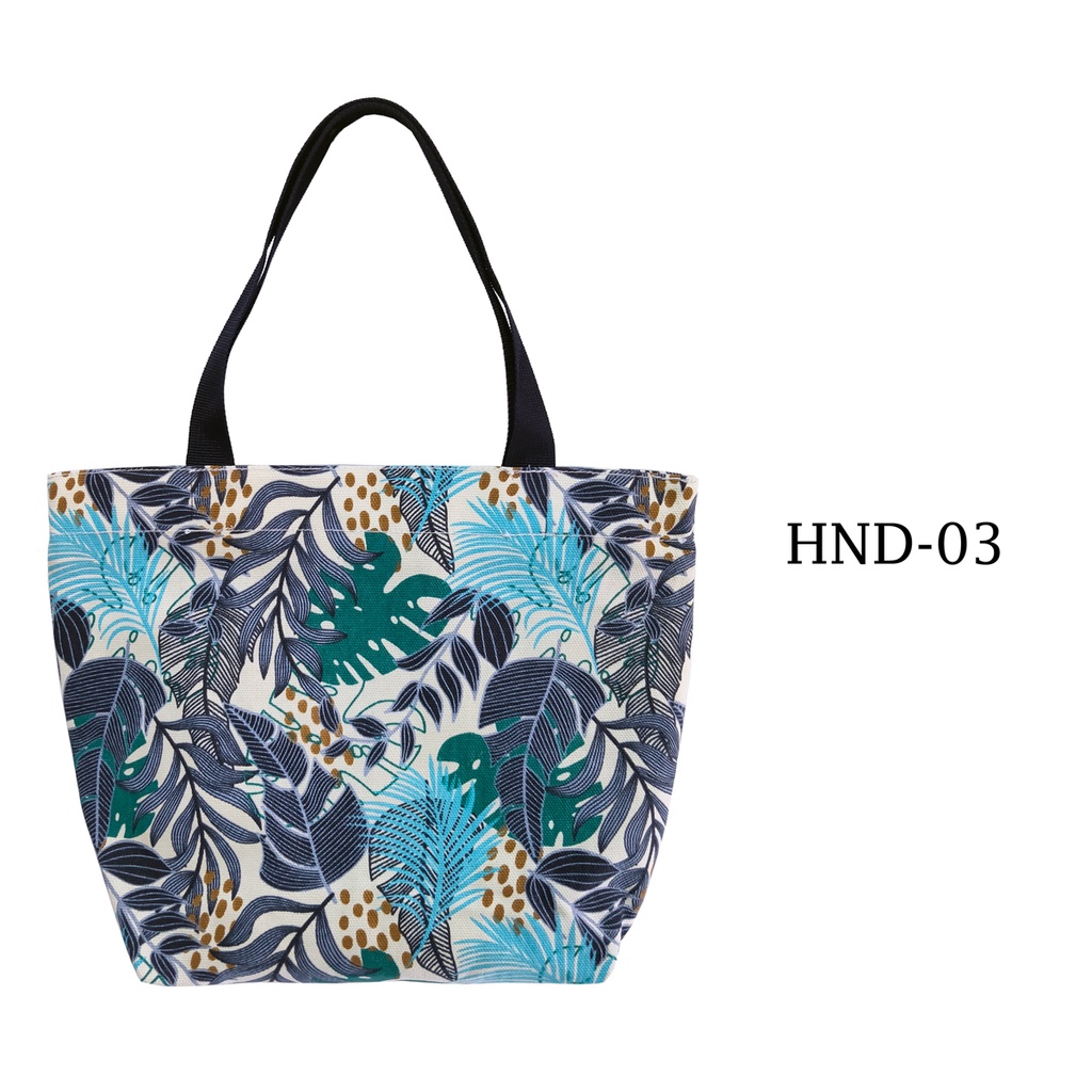 TAS KANVAS HAND BAG TAS TANGAN TOTE BAG BAHAN KAIN KANVAS TEBAL DENGAN RITSLETING MOTIF HND-03