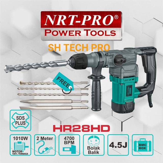 NRT PRO HR 28 HD HR28 HR28HD MESIN BOR BETON BOBOK DRILL  28 MM SDS PLUS