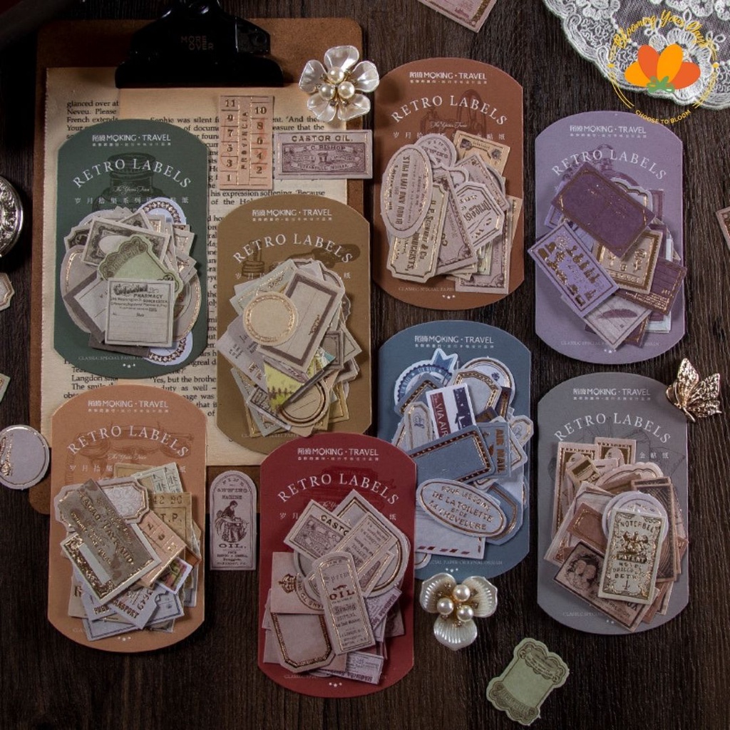 

Bloomingyourdays 30pcs Vintage Bronzing Style Retro Card for Deco Stationery LOMO Cards School Stationery Notepad Sticky Notes Stickers