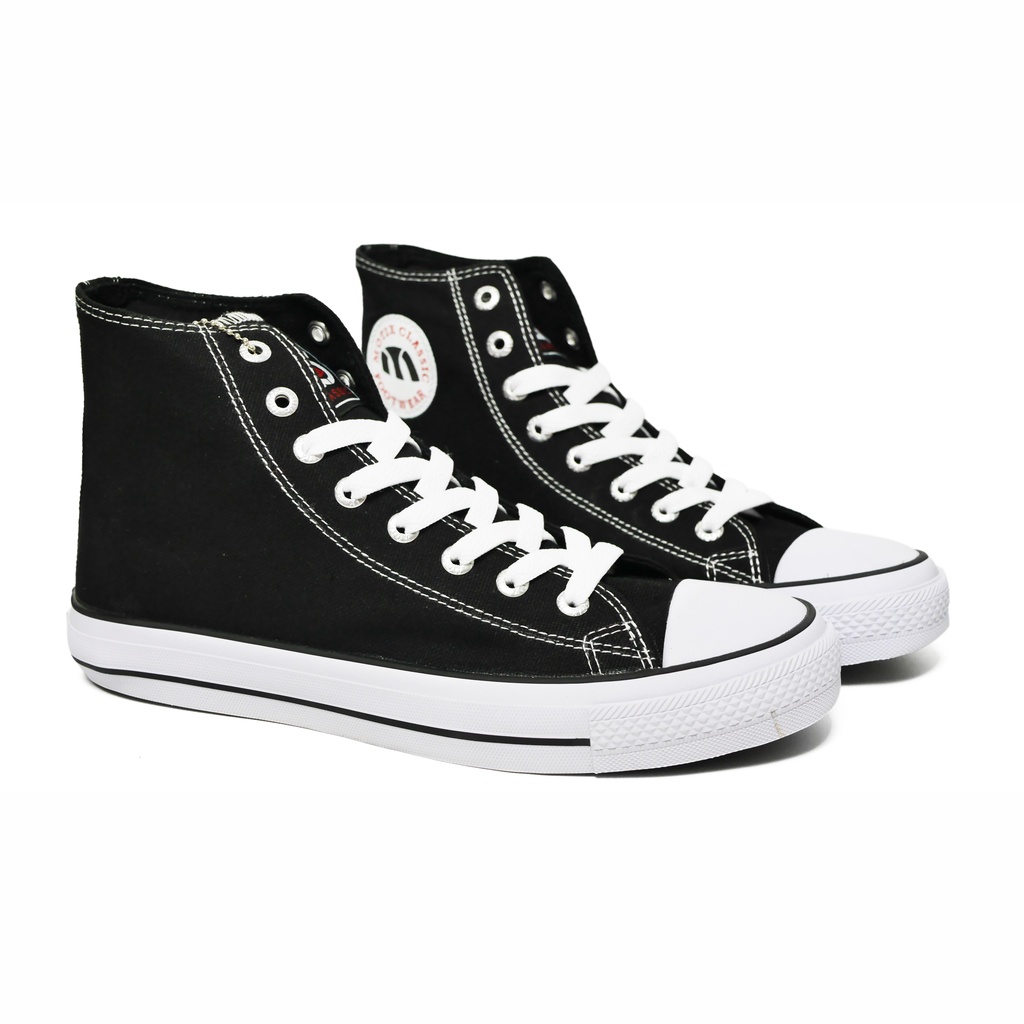 Sepatu Motix School Hi Black White Original