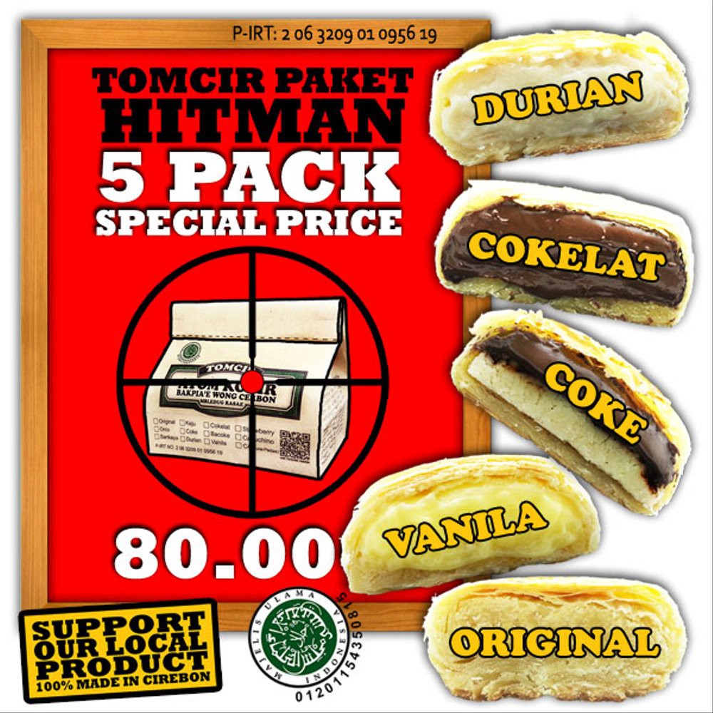 

Tomcir Paket Hitman 5 Pack, Cokelat, Coke, Durian, Vanila, Original Terbaik
