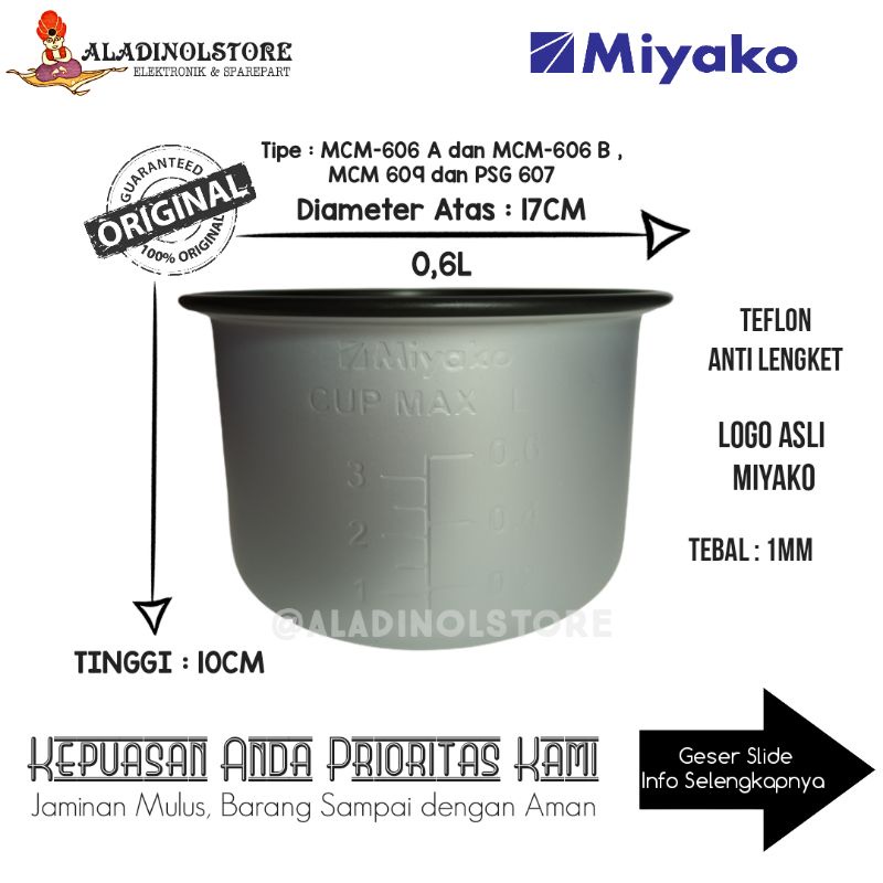Panci Teflon MagicCom MIYAKO 0,6L ORIGINAL