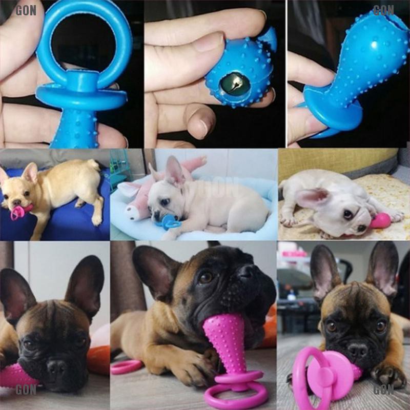 GON 1pc pet chew bell rubber pacifier dog toys bite resistant clean teeth toy random