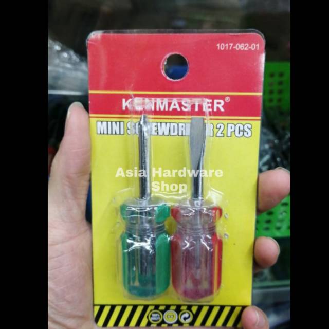 Obeng Cebol Pendek Kecil Mini Plus Minus Set 2 Pcs Kenmaster