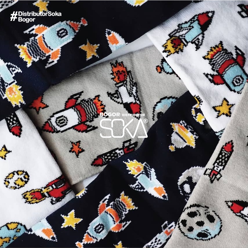 Kanik Kidsa Motif Space - Kaos Kaki Anak Jempol Telapak Hitam