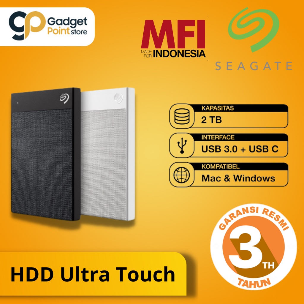 Seagate HDD Ultra Touch Harddisk Eksternal 2TB 1TB - Garansi Resmi 3 Tahun