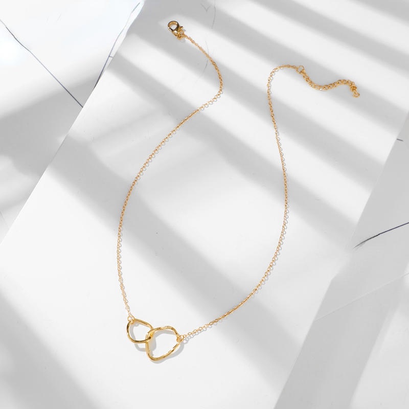 Kalung Choker Rantai Klavikula Liontin Bulan Lingkaran Ganda Tidak Teratur Geometris Untuk Wanita