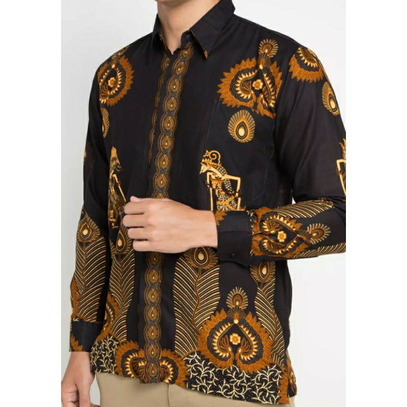 BATIK PRIA SIZE M L XL XXL  BSWART BatiK HRB026 Kenongo Hem Panjang Padi