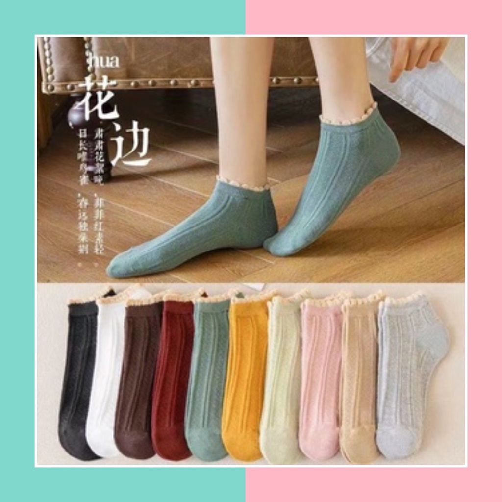 KAOS KAKI WANITA MOTIF RENDA – KAOS KAKI PENDEK SEMATA KAKI MURAH – KAOS KAKI POLOS RENDA