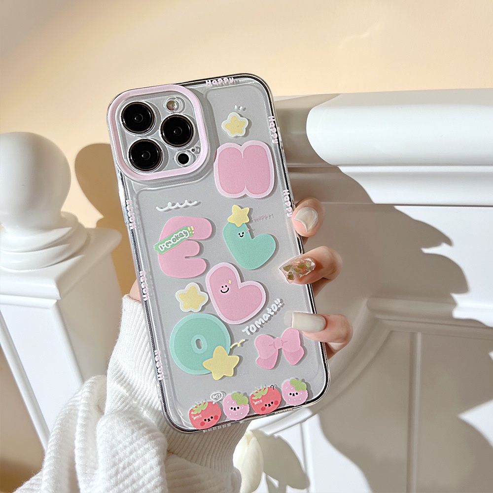 Case Pelindung Transparan Motif Kartun Dengan Kartu Laser Untuk Iphone 13 7 + 8 Plus SE 2020 XS XR 11 12 PRO MAX