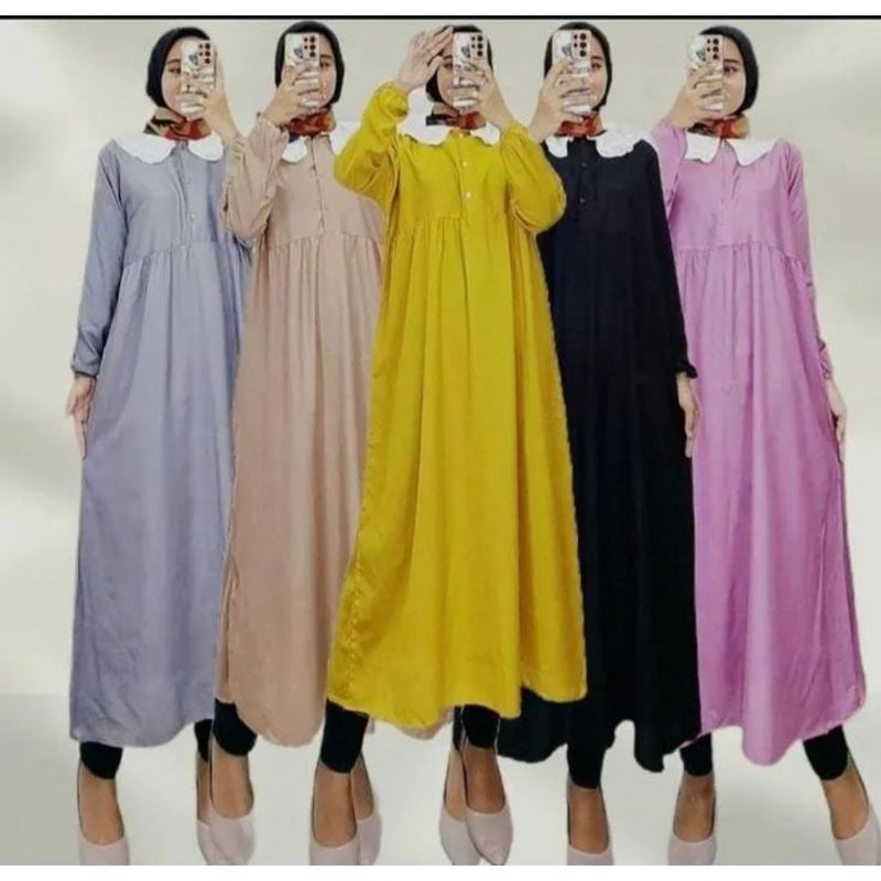 Midi Dress Muslim Rayon Polos
