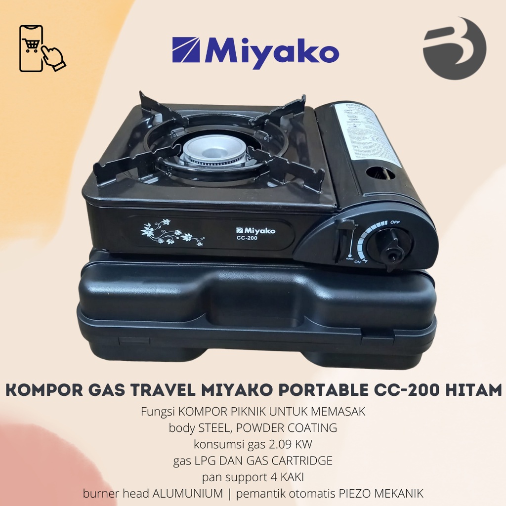 Kompor Gas Travel Miyako Portable CC-200 Hitam