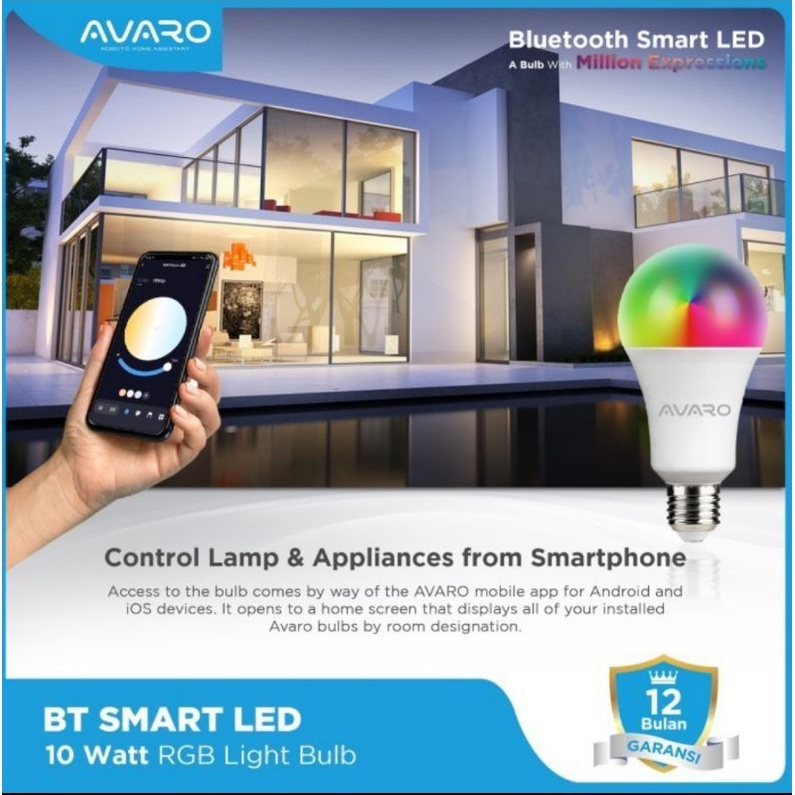 AVARO SMART BULD LED 10Watt BLUETOOTH Lampu LED