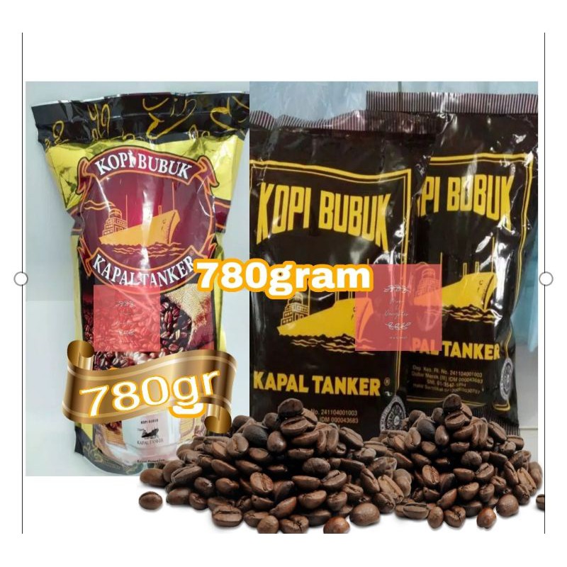 

Kopi kapal tanker 780gr kopi bubuk olahan tradisional khas tanjung pinang