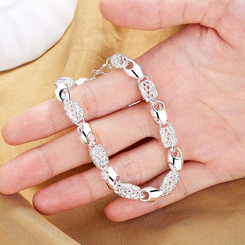 Fancyqube Gelang Lapis Silver Ukuran 4mm Untuk Wanita