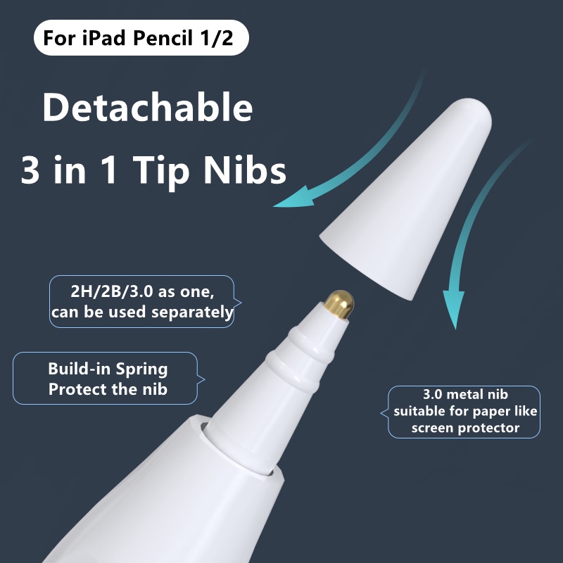 Dllencase 3 in 1 Nib Pengganti Pelindung Ujung Pen Stylus Untuk iPad Pencil 1 / 2 1st 2nd Generation B002