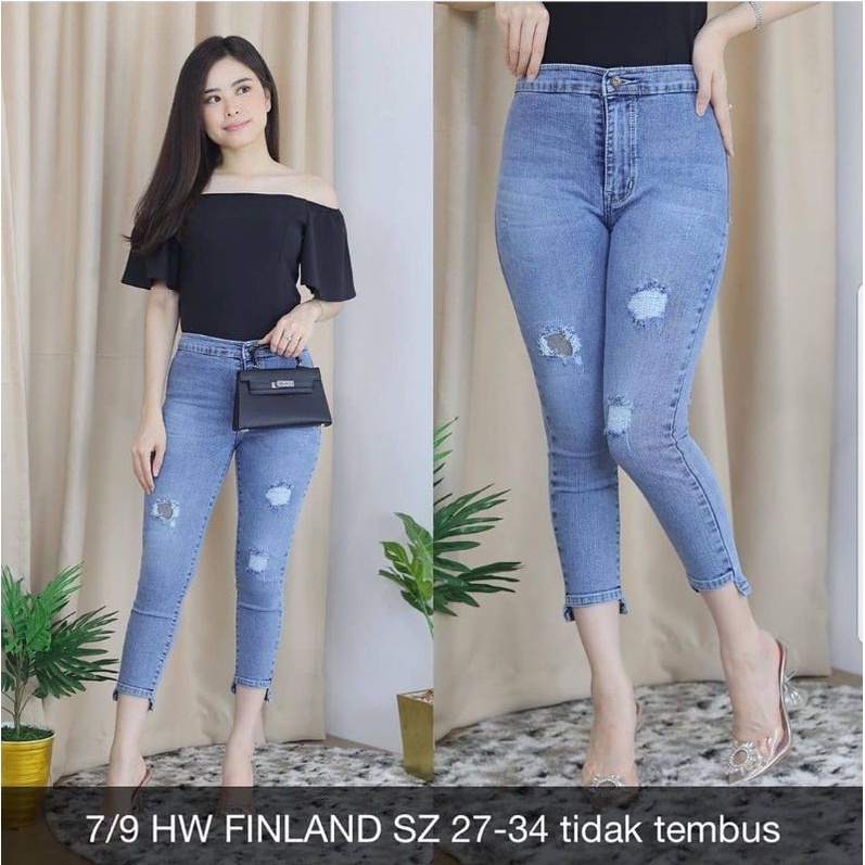 CELANA JEANS HAIGHWAIST RIPPED BRAND JL