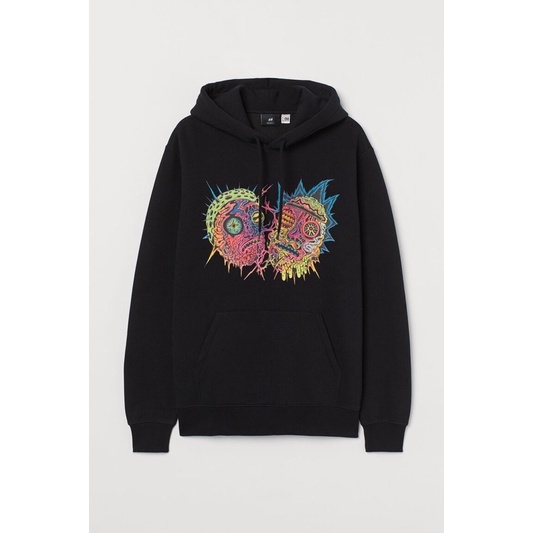 HOODIE RICK AND MORTY FACE BLACK