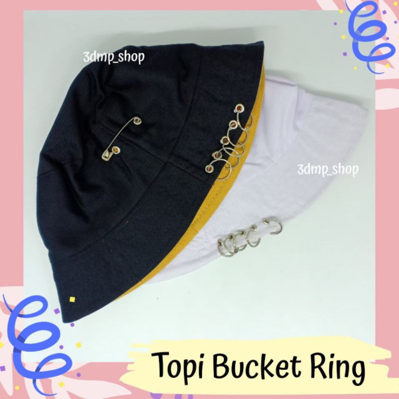 Topi bucket ring putih pink cream army navy army hijau lumut biru